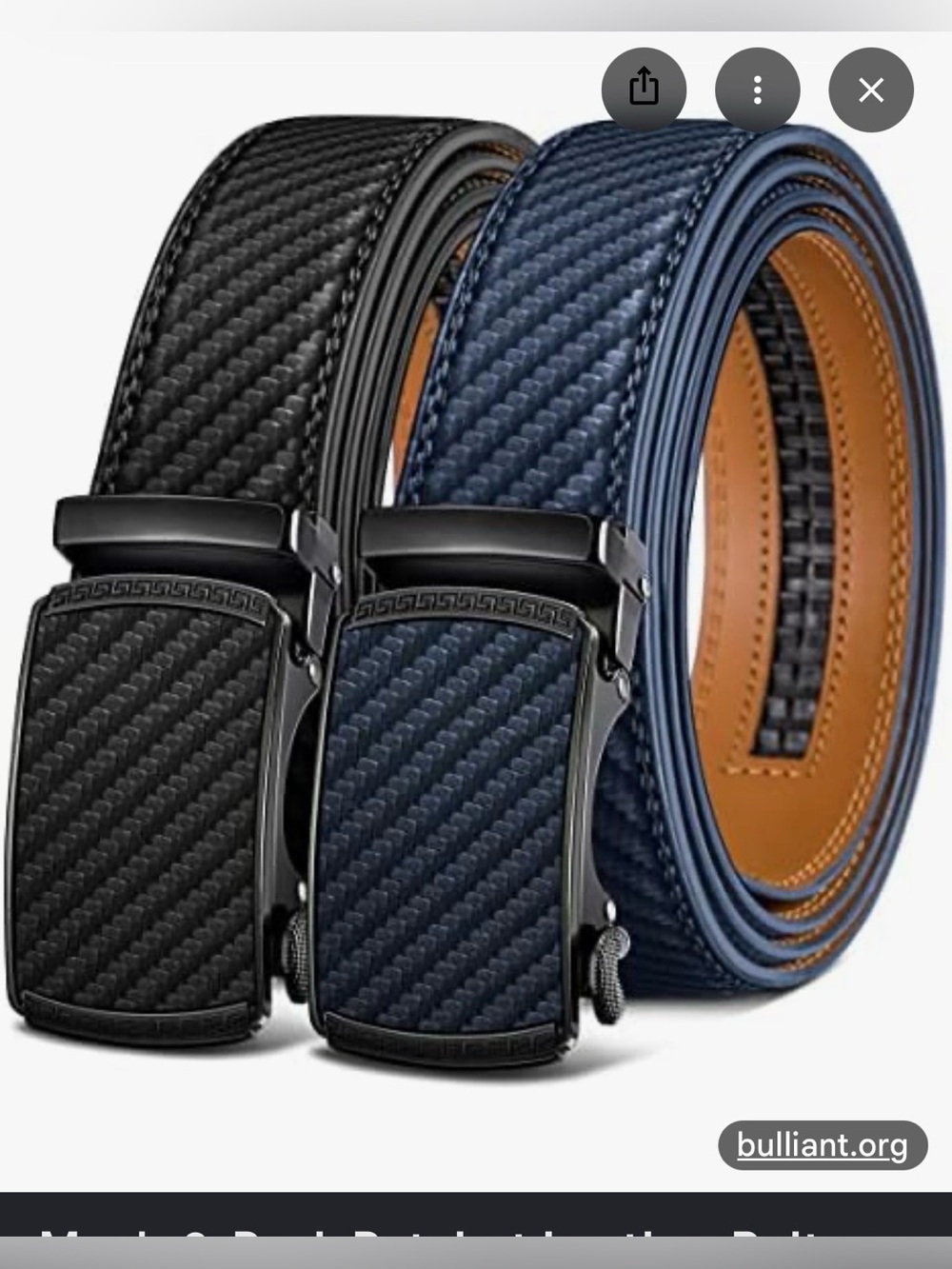 New Men's Set of 2 Leather Belts- Black & Navy Tan